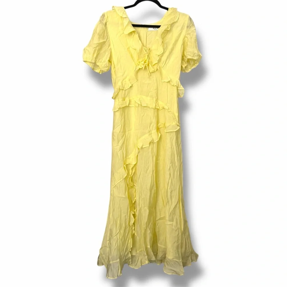 ASTR The Label Ruffle Midi Dress Butter Yellow - Picture 2 of 6